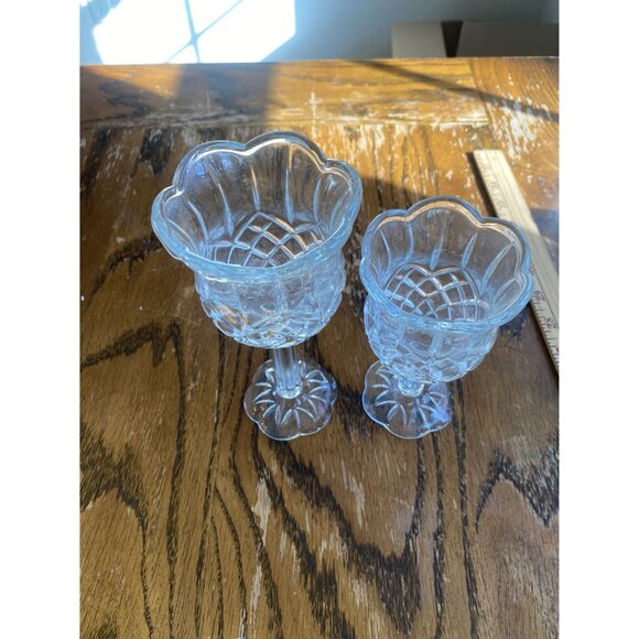 Vintage Crystal Glass Tulip Candle Holders Set Of 2 - Picture 5 of 5